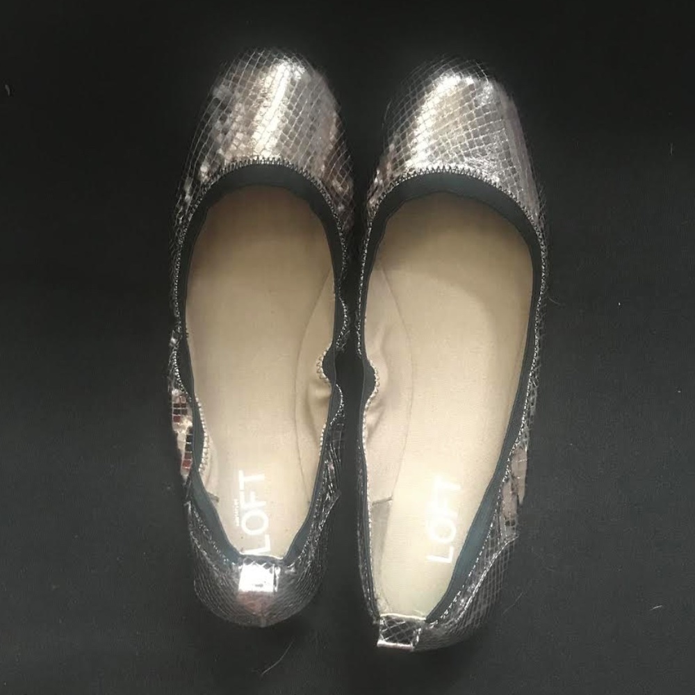 Loft Silver Shiny Flats
